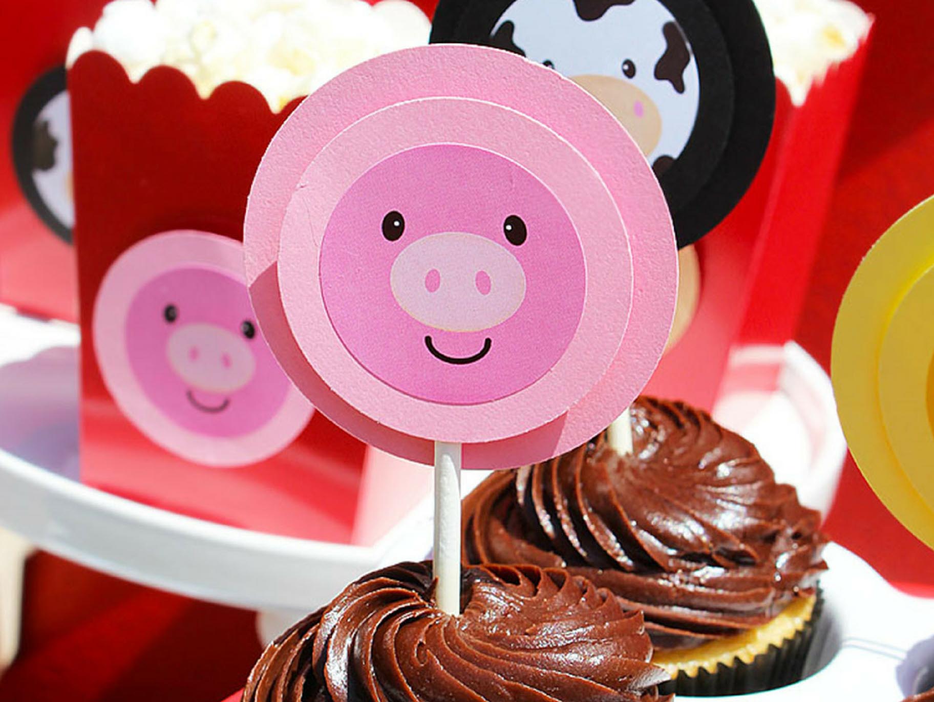 Farm Animal Cupcake Toppers Fun365